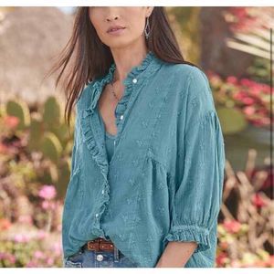 Sundance Shiloh textured blue blouse size Large